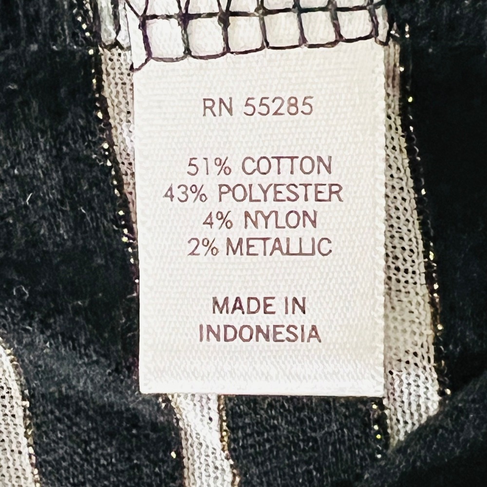 Express Striped Turtleneck‎ Top S Black White Long Sleeve Gold Crest Y2K - Picture 8 of 10